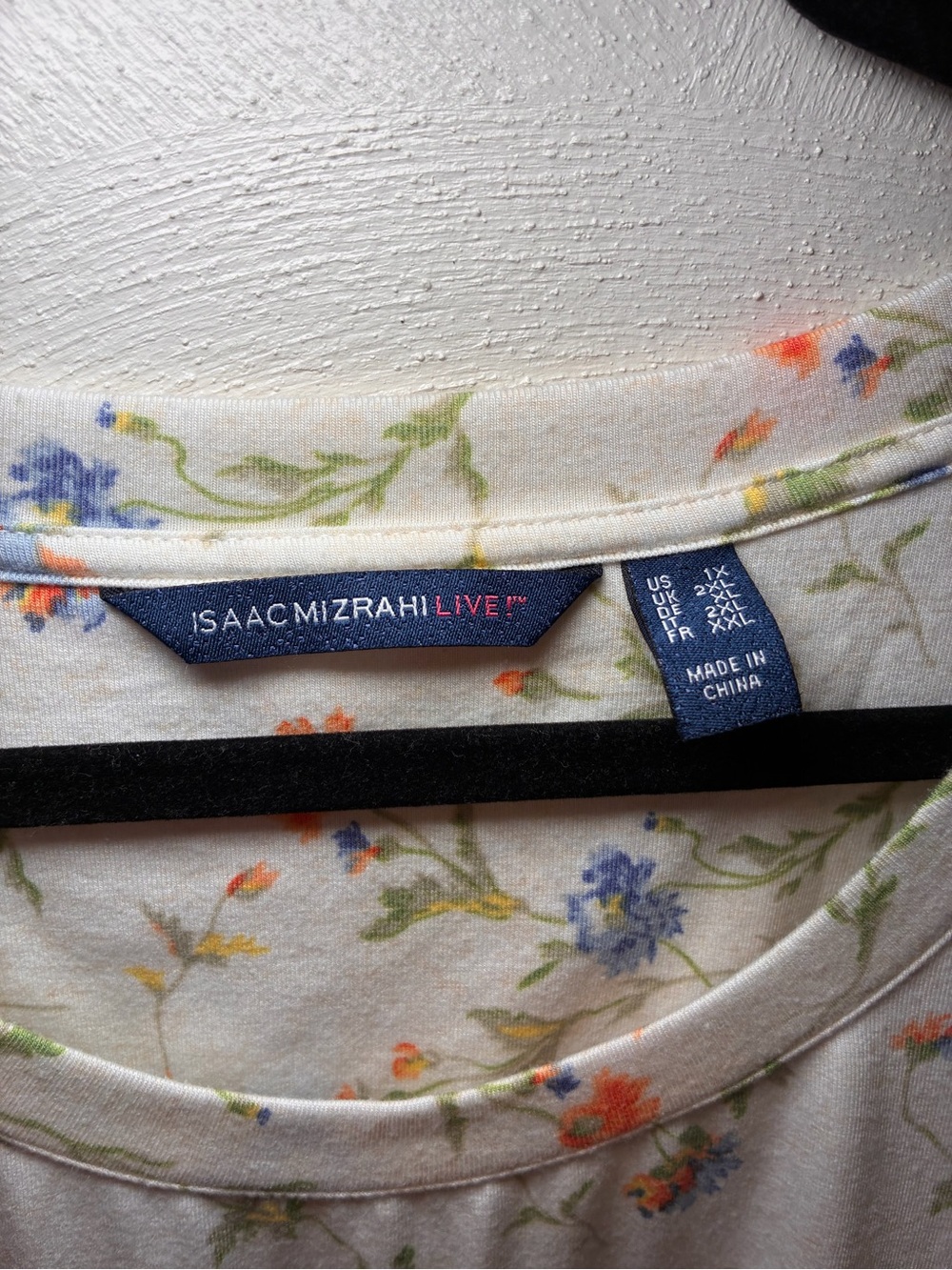 Isaac Mizrahi White Tee with Blue and Orange Floral Print - Picture 2 of 3
